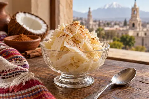 Coupe de queso helado en copeaux, saupoudrée de cannelle